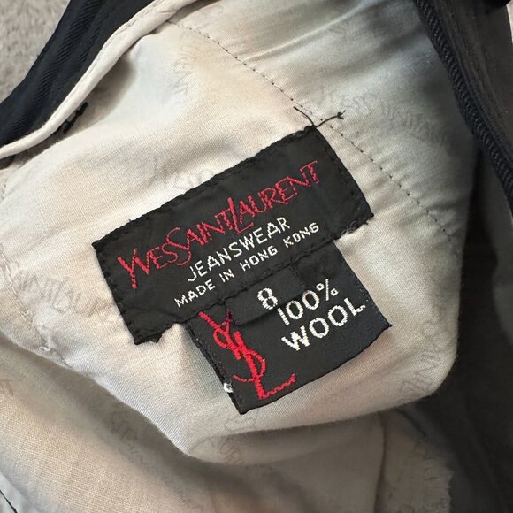 Vintage YSL Yves Saint Laurent Black Straight Leg Pants 8 100% Wool Trousers - Picture 5 of 7
